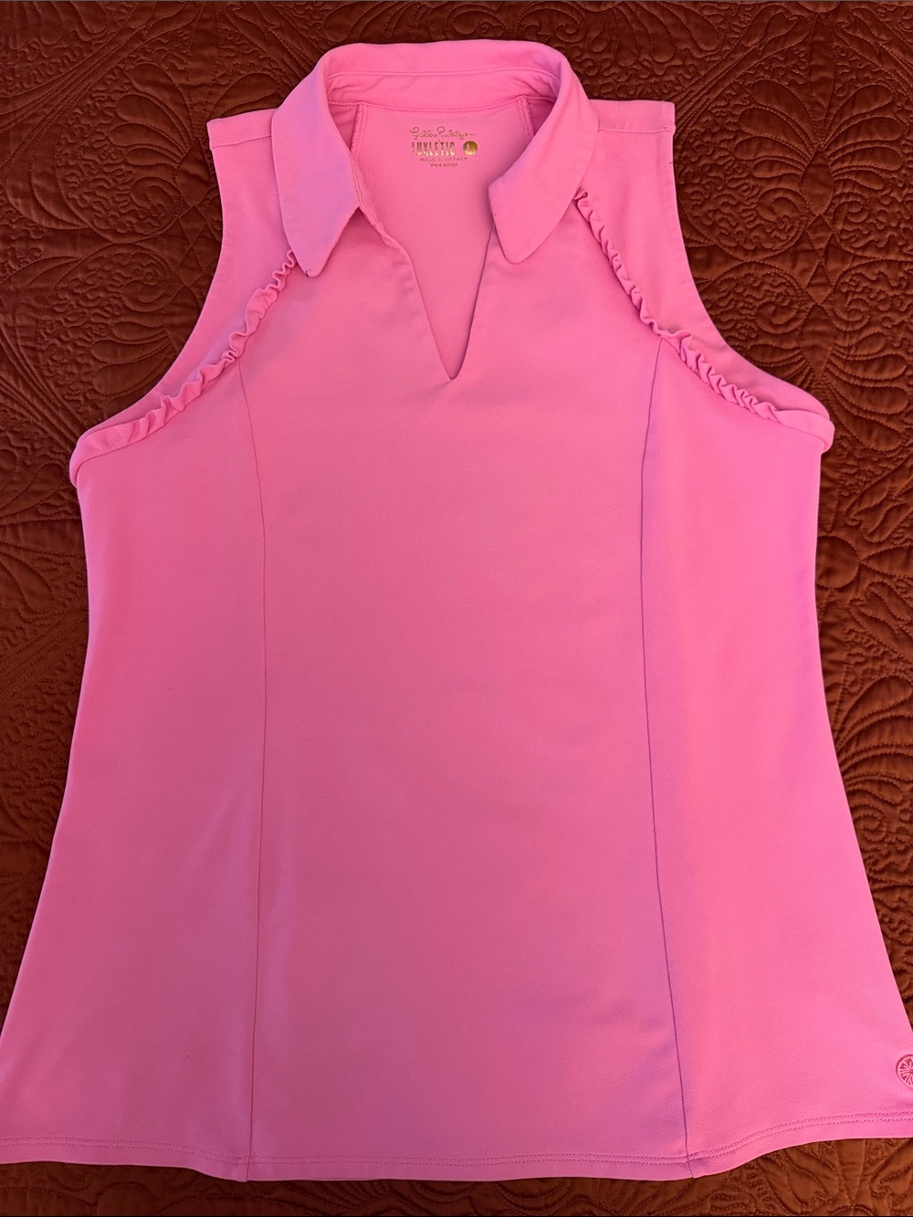 Lilly Pulitzer Bright Pink Sleeveless Collared Camisole